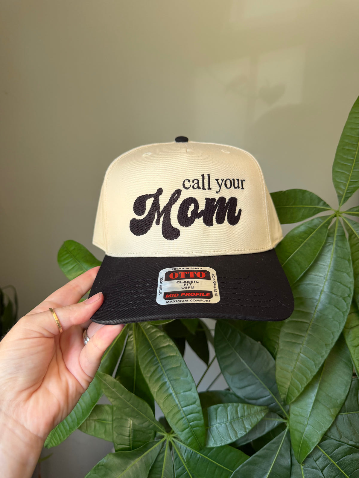 Call Your Mom Embroidered Hat Black Brim
